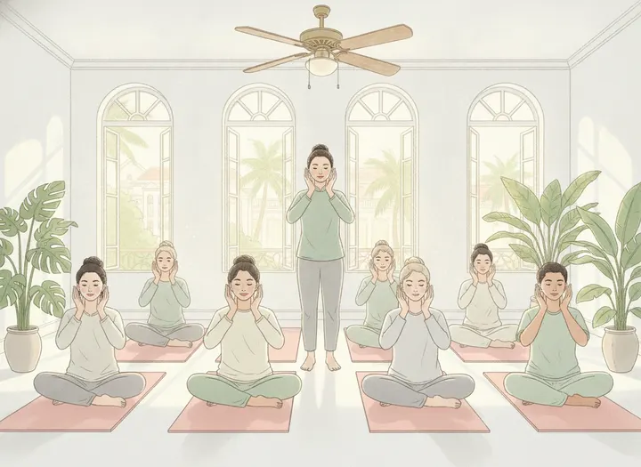 Minh hoạ lớp face yoga nhỏ trong studio ở Sài Gòn